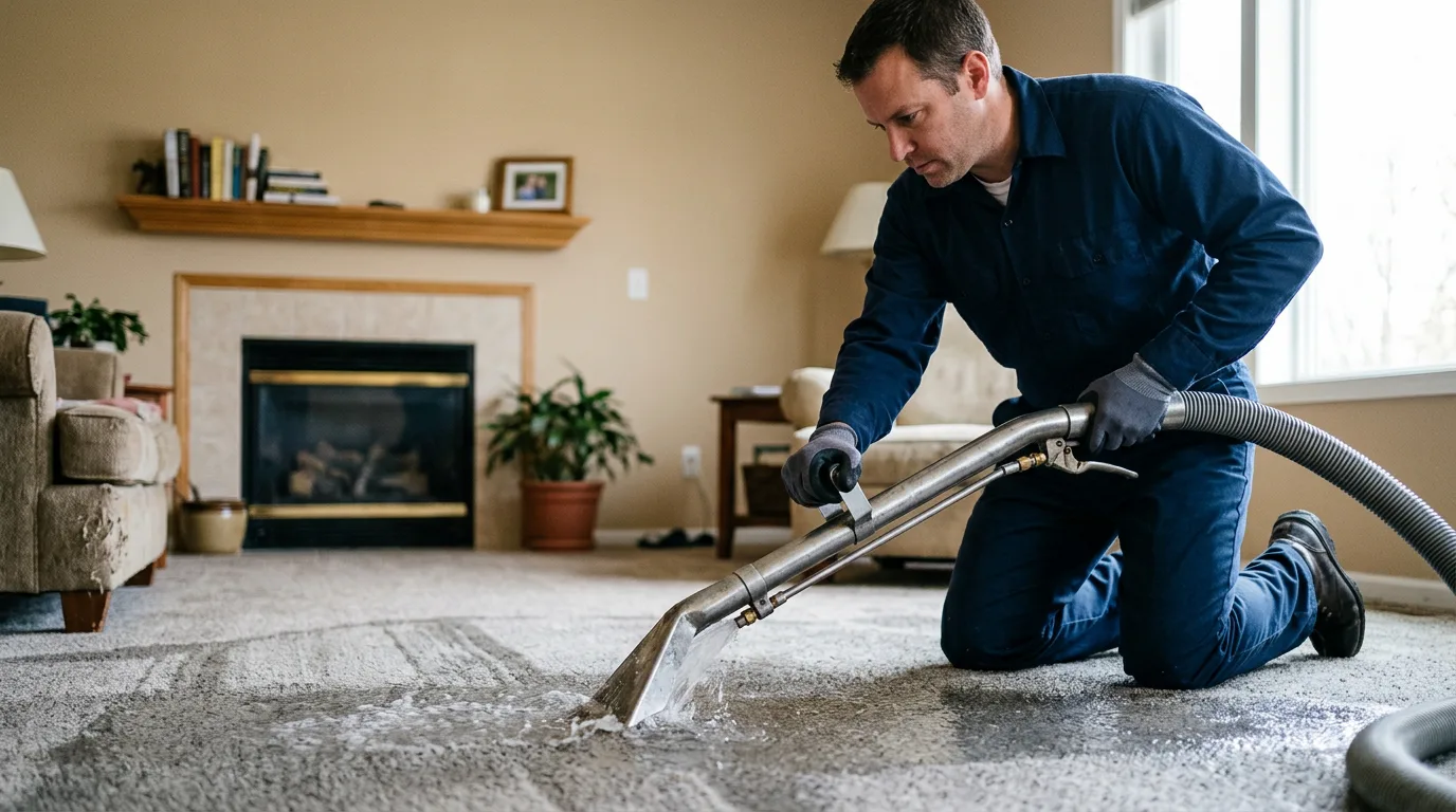 Water damage restoration technician working near Georgetown, OH
